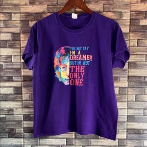 Pre Owned John Lennon "You May Say I'm A DREAMER" Hanes XL Purple TShirt